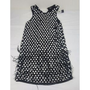 Parker Dress Mini Size 2. Black Sequin‎ Feather Sleeveless. NWT